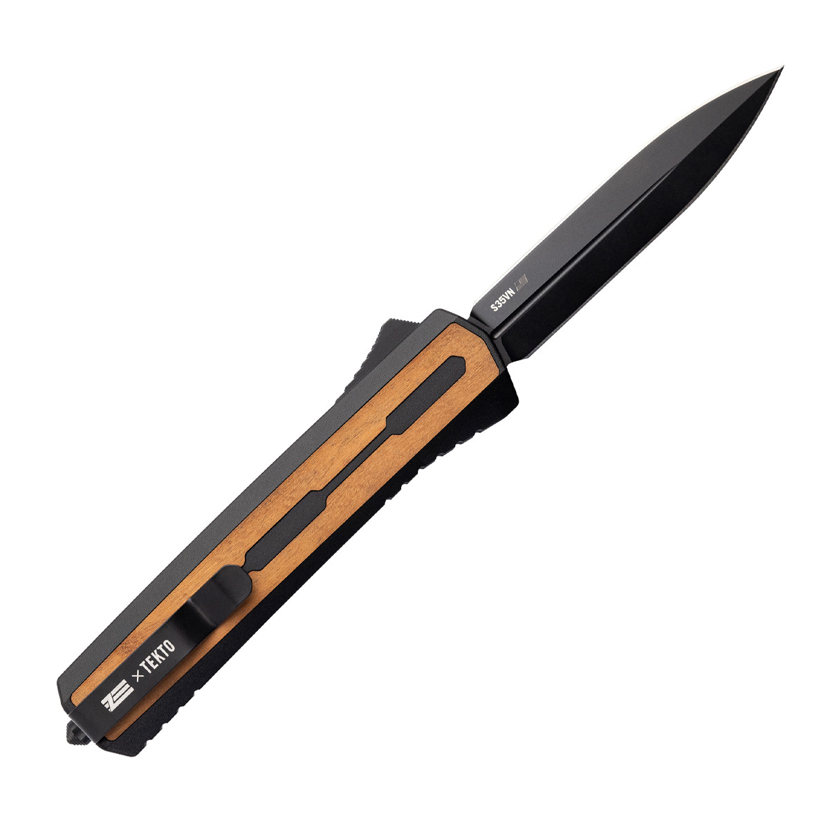 Tekto A7 Zastava OTF Automatic Knife Black Coated Dagger/Brown