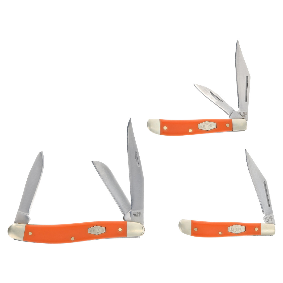 Old Timer 3 pc Folding Knife Combo-Blaze Orange Handles 1238649