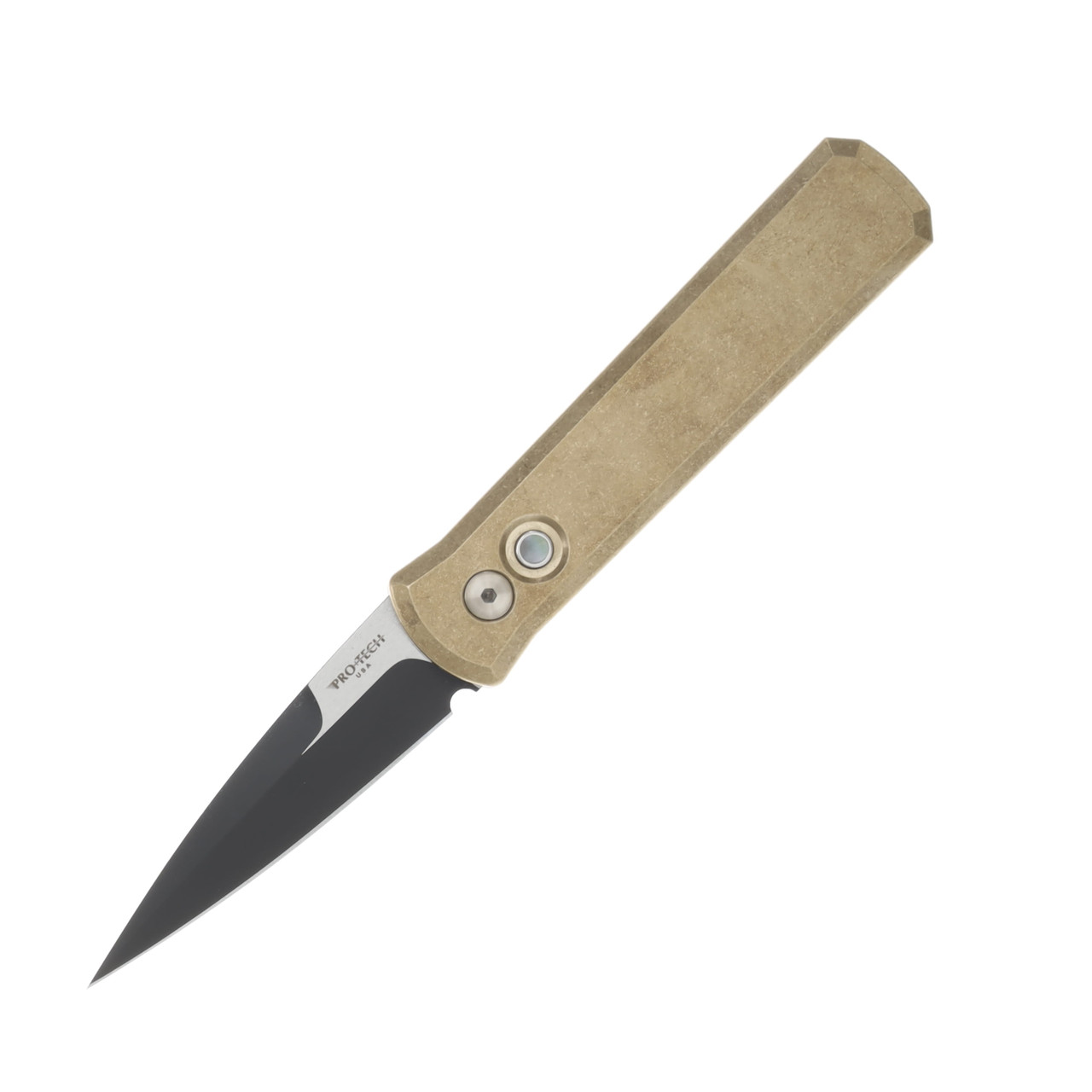 Pro Tech Auto Stonewashed Finished Solid AI Bronze Handle 2 Tone DLC Black/Satin Flats 154CM Blade AUPT7111