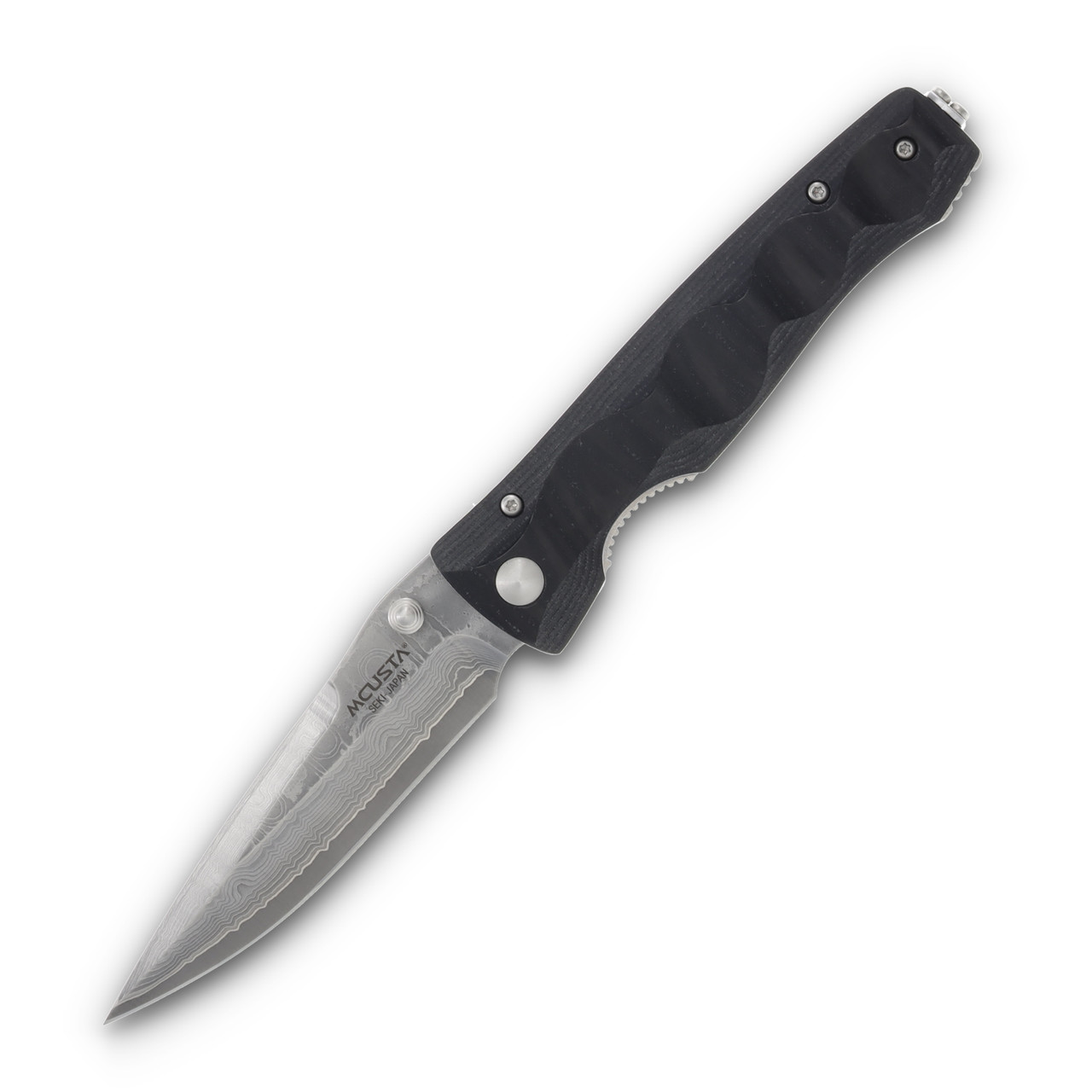 Mcusta MC-12 Tactility Elite Damascus Folding Knife Black Micarta MC-121D