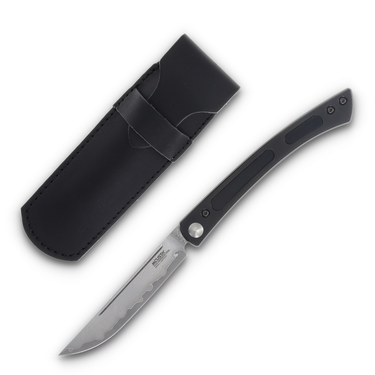 Mcusta MC-22 The Executive Damascus Personal Steak Knife Black Micarta MC-223D