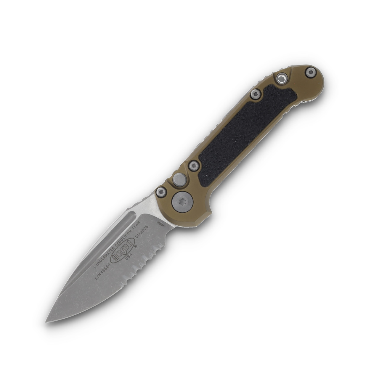 Microtech Knives LUDT Gen III AUTO OD Green 3.5in Apoc Drop Point Part Serr AUMT113511APOD