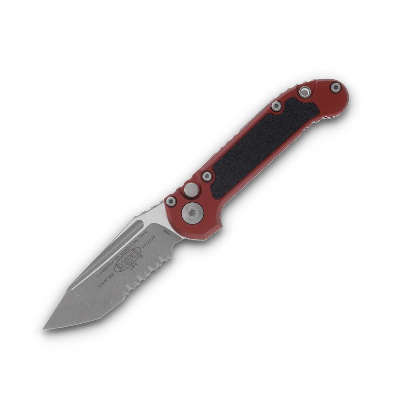 Microtech Knives LUDT Gen III AUTO Merlot 3.5in Apoc Tanto Part Serr AUMT113611APMR