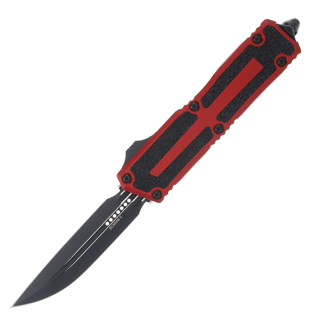 Microtech Scarab II D/E-S Gen III Auto OTF Red Knife Black 3.9in Drop Point AUMT11801RD