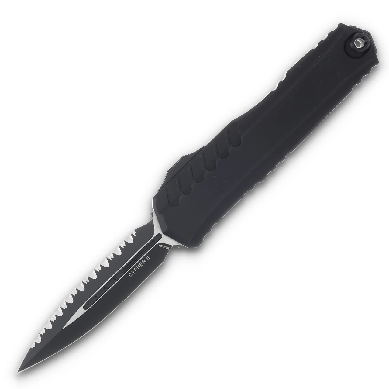 Microtech Knives Cypher II OTF Auto Tactical Black D/E 3.5in Full Serr Dagger AUMT12423T