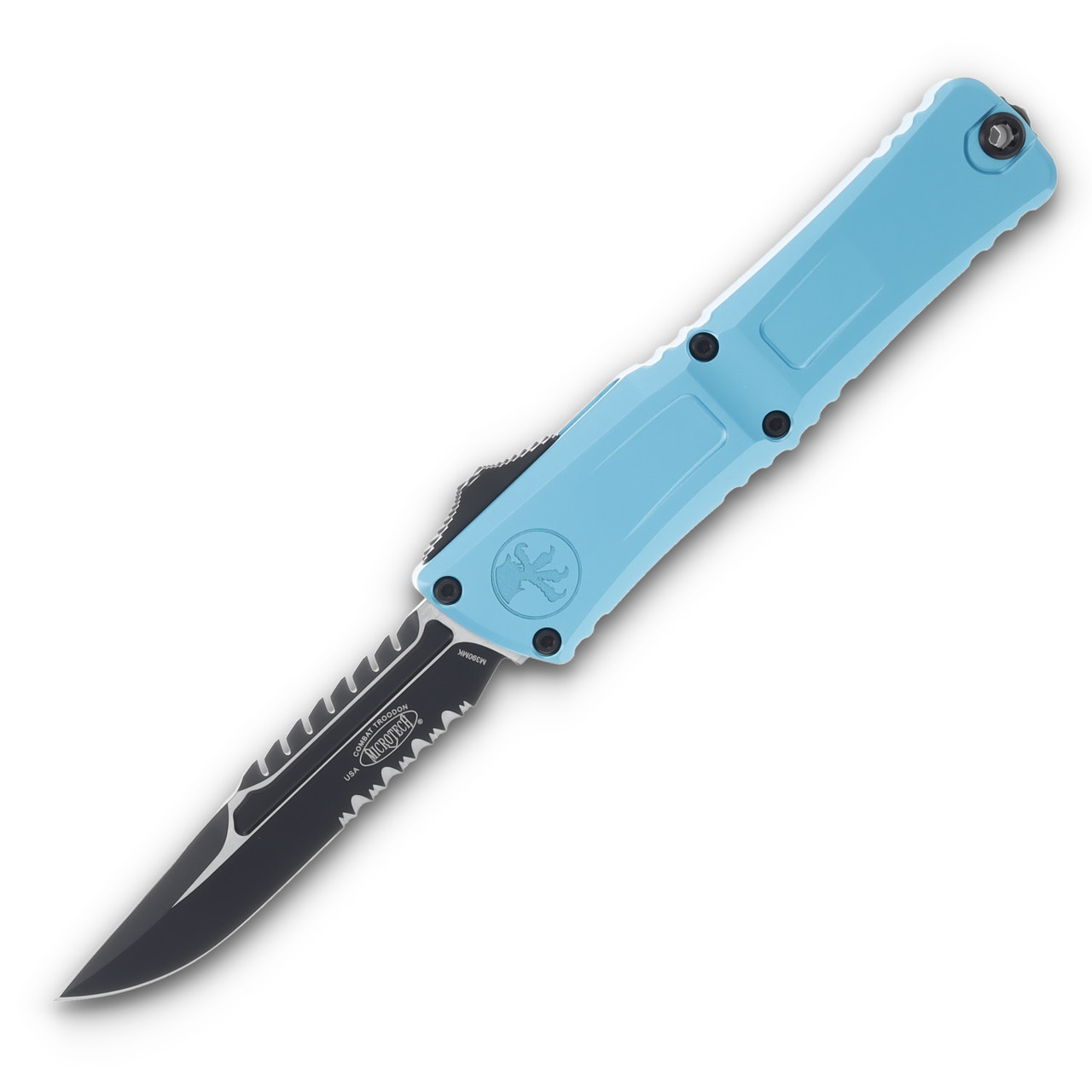 Microtech Combat Troodon Gen III Interceptor Black Part Serr Turquoise Signature Series AUMT12172TQS