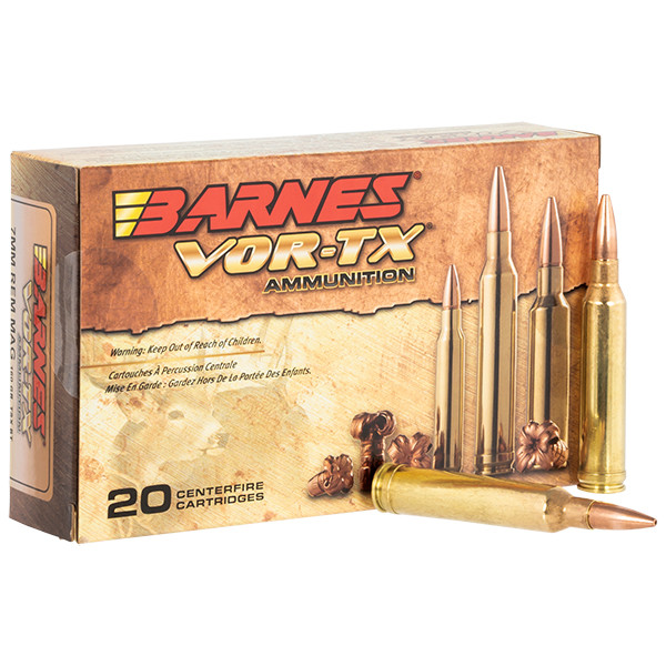 Barnes Bullets VOR-TX 7mm Remington Magnum Rifle Ammunition 20 Rounds Brass Centerfire  160 Grain TSX BT