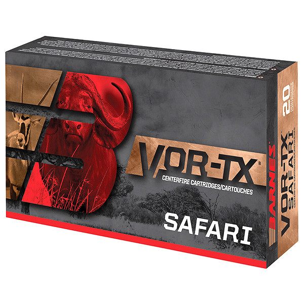 Barnes Bullets VOR-TX Safari 500 Nitro Express Rifle Ammunition 20 Rounds Brass Centerfire 570 Grain Round Nose Banded Solid 