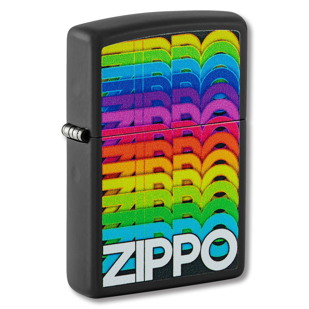 Zippo Lighter Multi Color Logo Black Matte