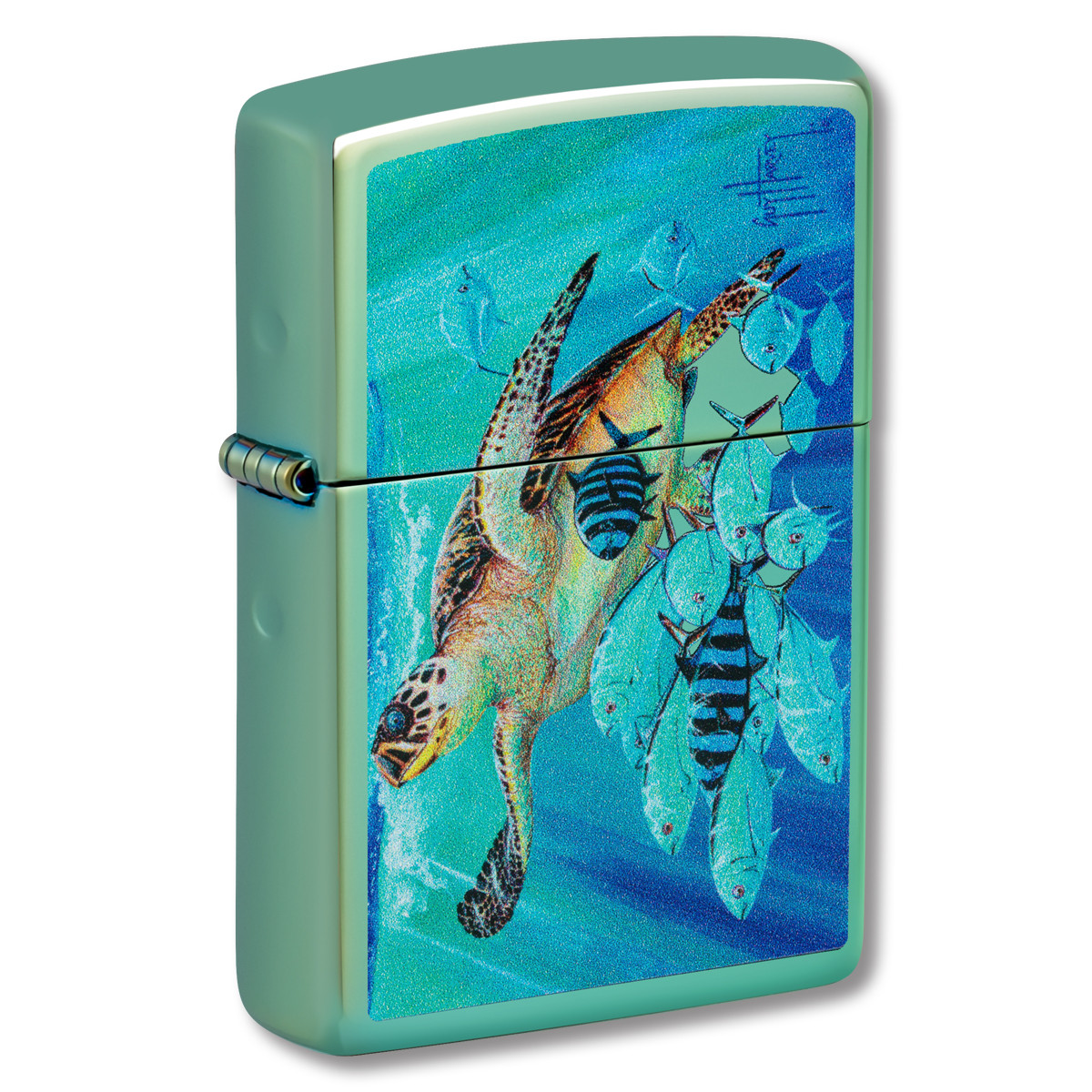 Zippo Lighter Guy Harvey Sea Turtle Design High Polish Green Zippo Lighter Guy Harvey Sea Turtle Design High Polish Green
