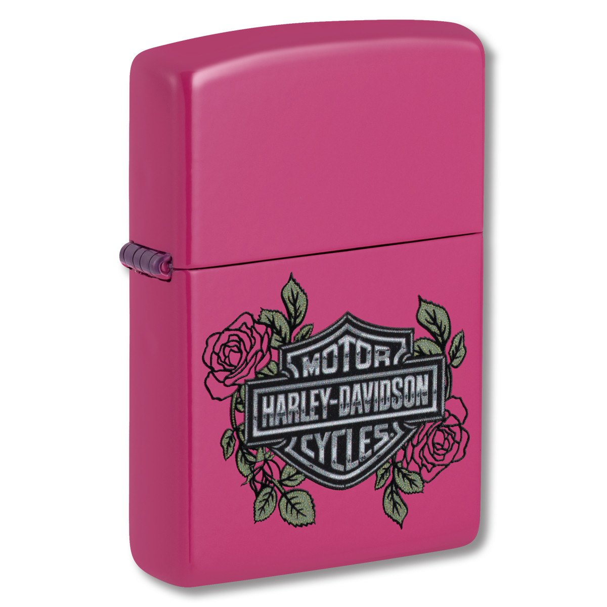 Zippo Lighter Harley Davidson Logo with Roses Pink Frequency Finish