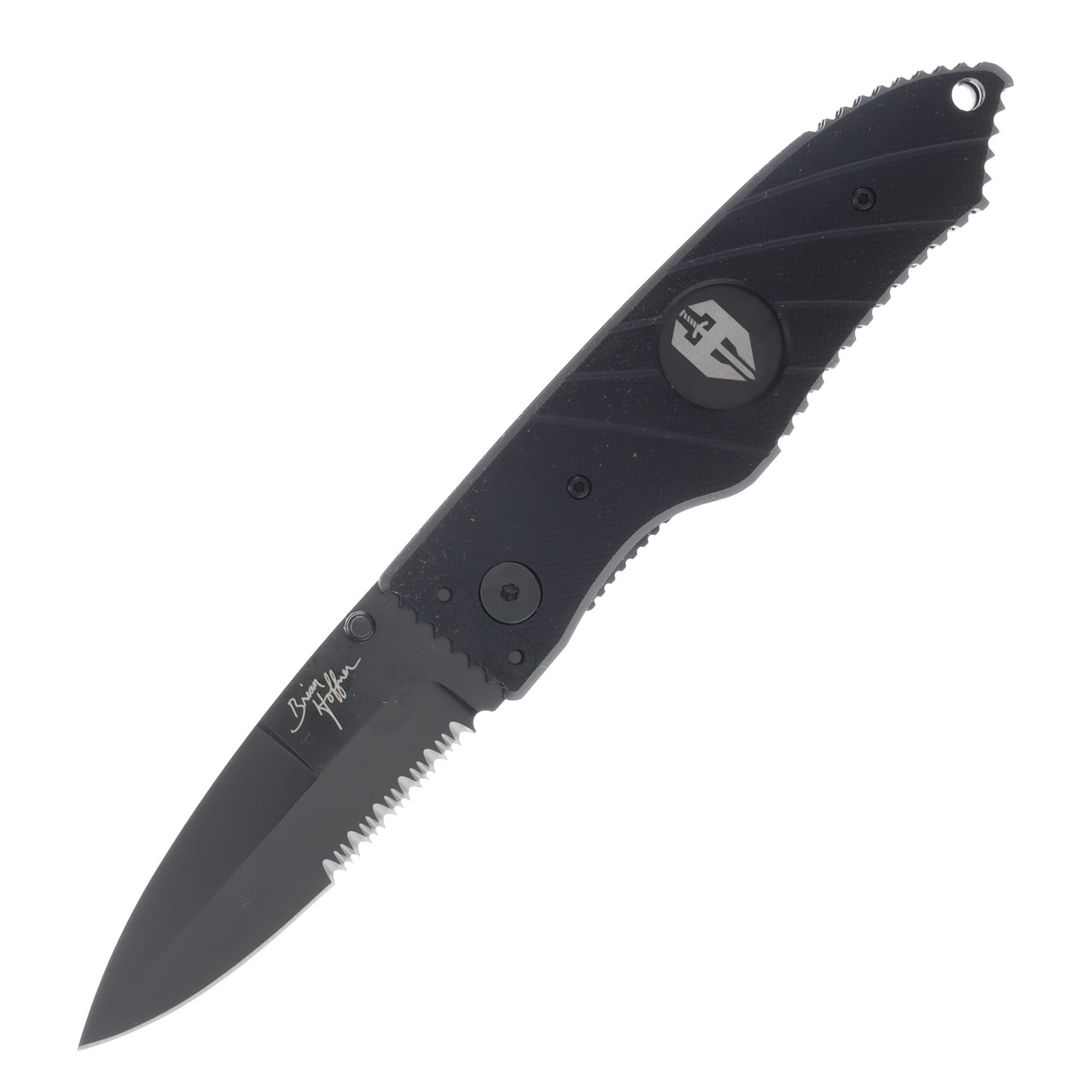 Hoffner Knives SNAP Flatline 3.5 Inch Part Serr Black Spear Point FK-S3CBK-FB