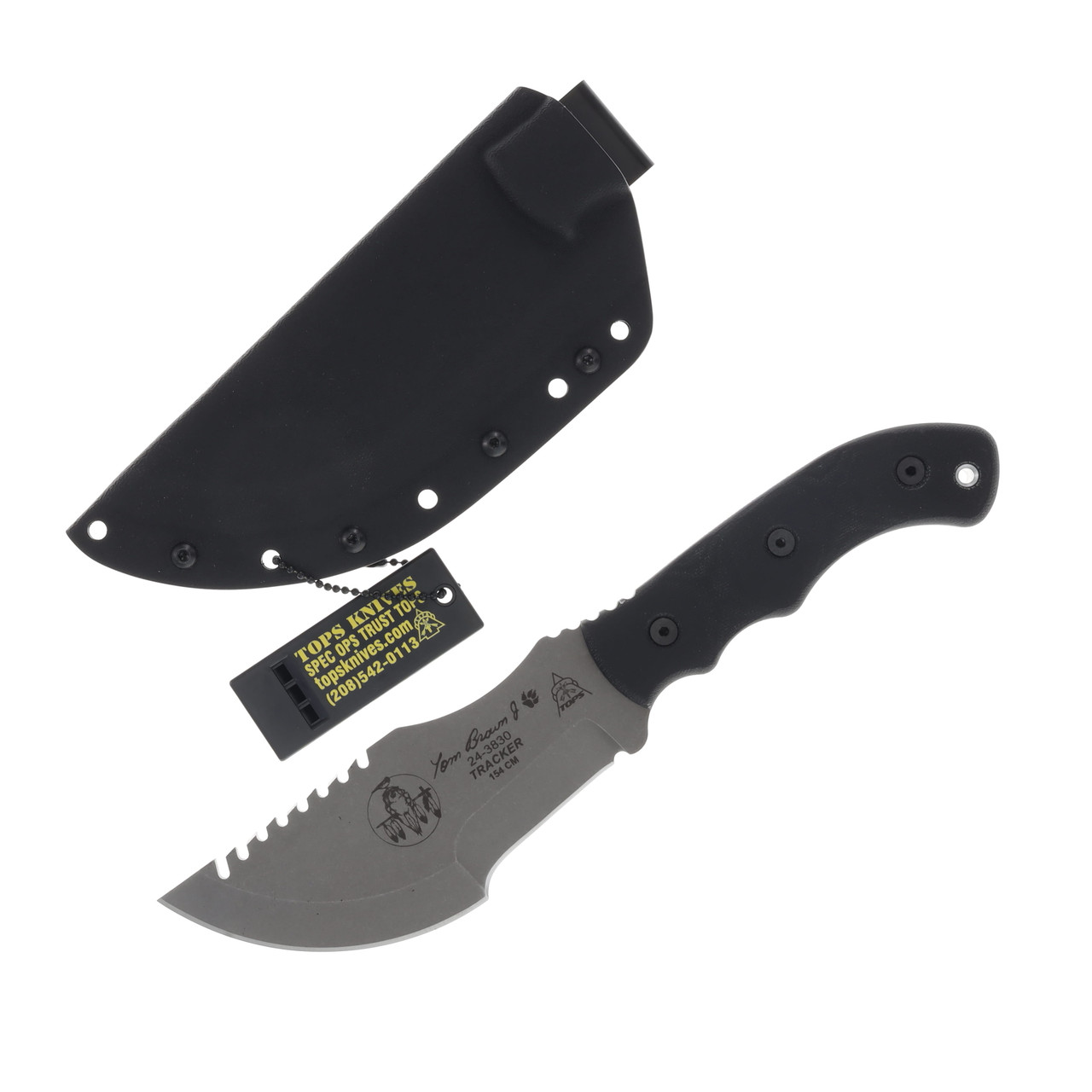 TOPS Tom Brown Tracker 3 Fixed Knife Black Micarta Handle 5.75in