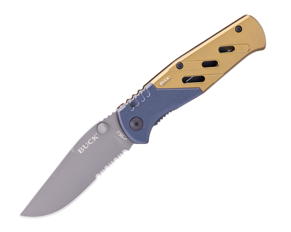 Buck Trekker XLT Blue & Gold Aluminum w Clip-Box BU11318 - Smoky