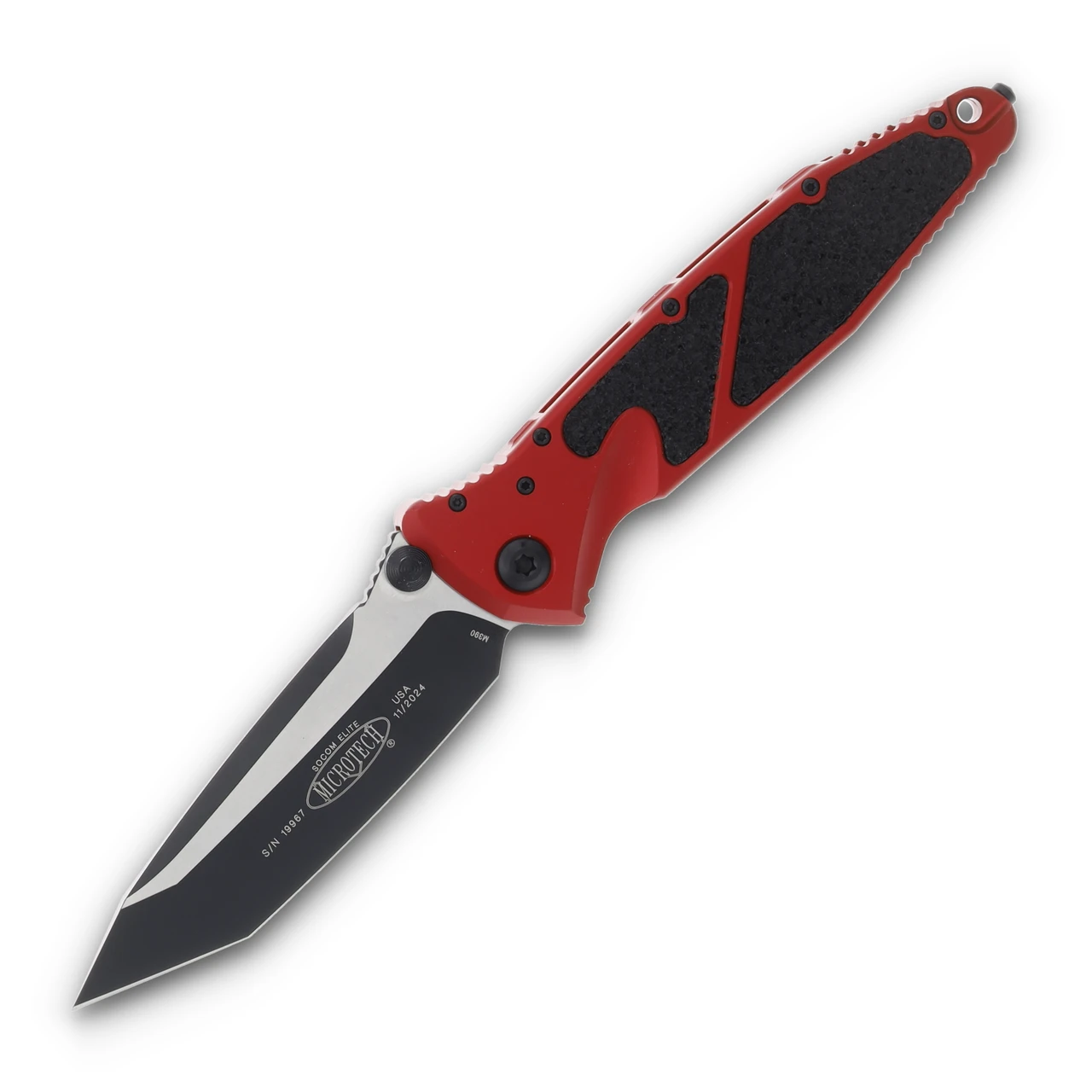 Microtech Socom Elite Folding Knife Red 4.0in Black Tanto Plain Edge MT1611RD