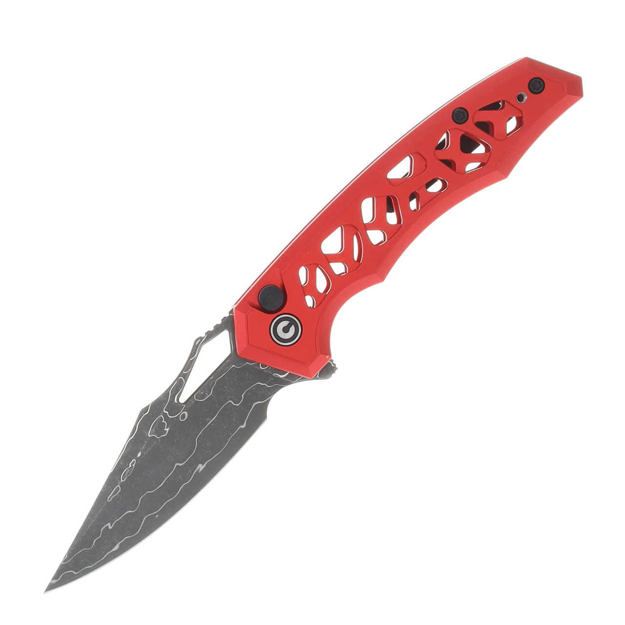 CIVIVI Anaaki Folding Knife Red 2.98 Inch Plain Damascus Clip Point C24039-DS1