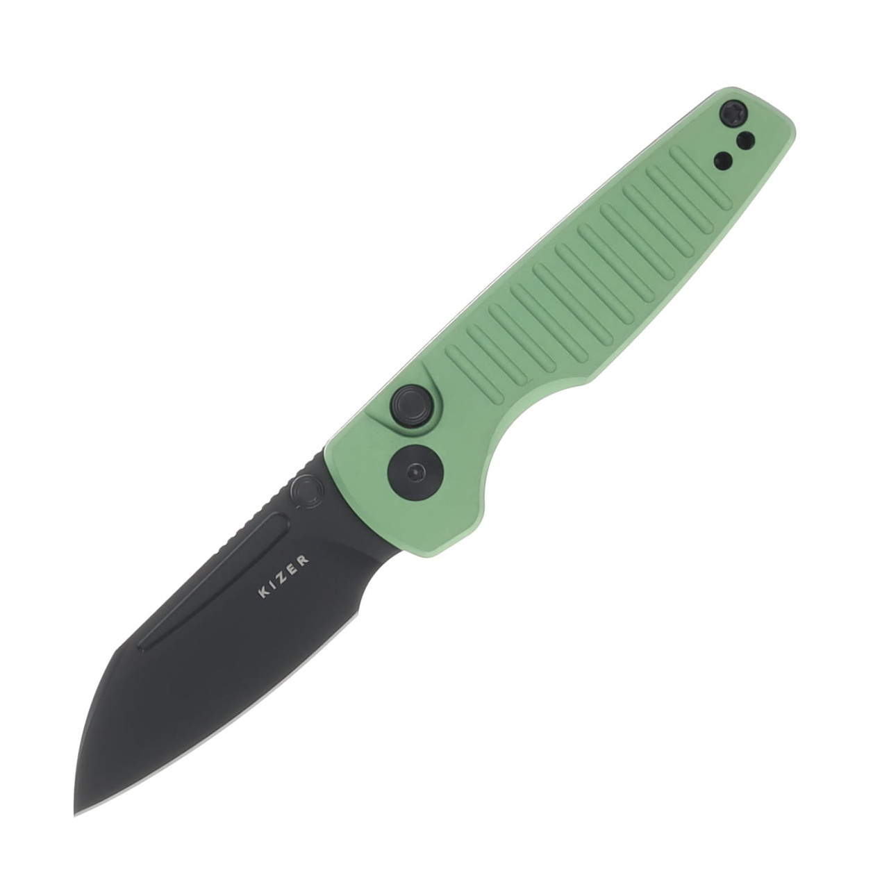Kizer Parakeet Green 2.4 Inch Plain Black Modified Clip Point V2706A5