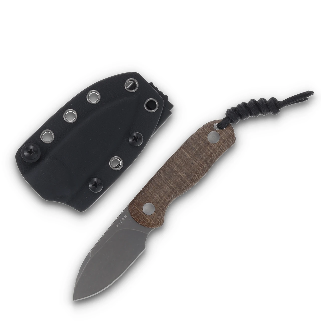 Kizer Drop Bear Fixed Blade Brown 2.55in Plain Stonewash Drop Point 1094A1