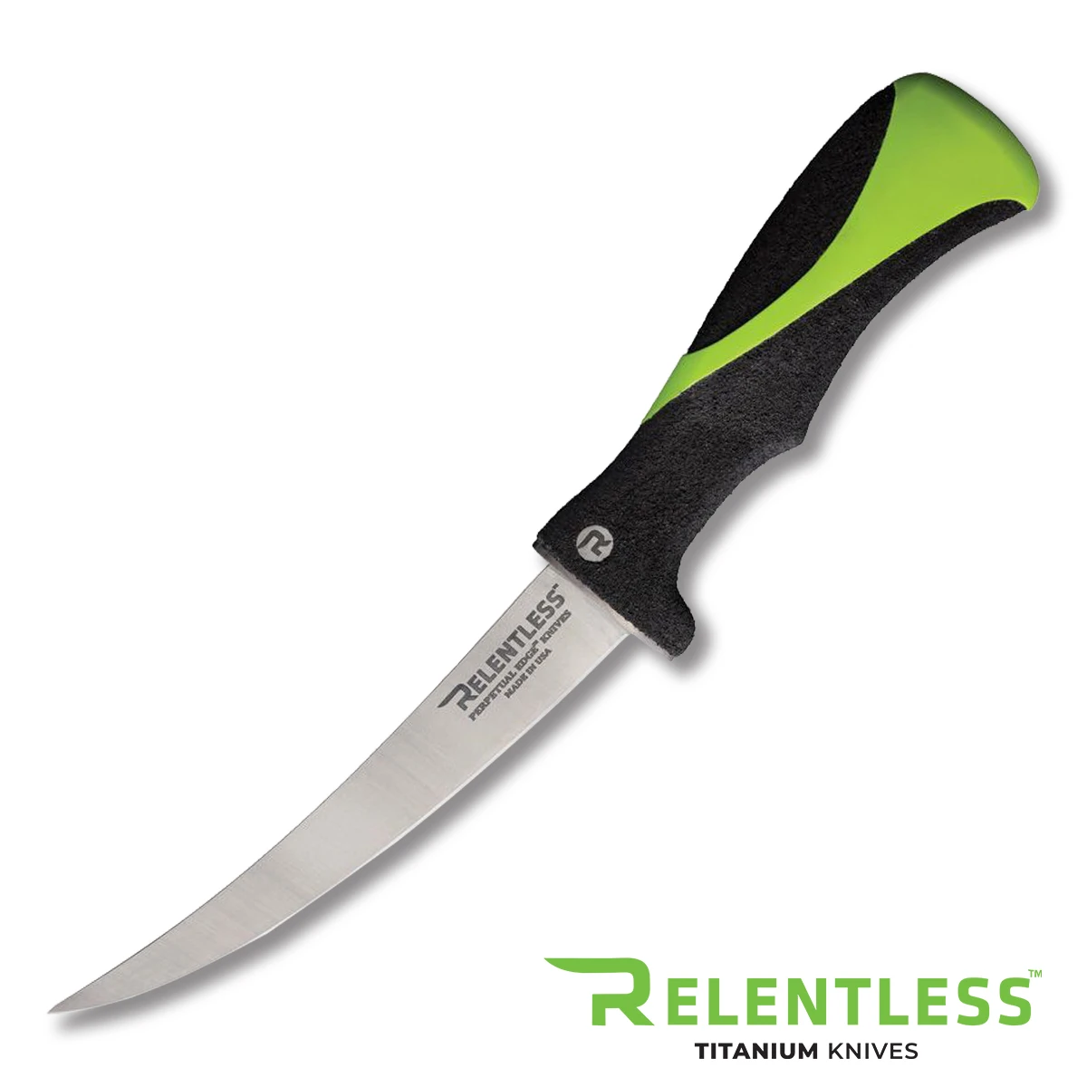 Relentless Titanium Fillet 7 Inch Curved Fillet Knife with Sheath