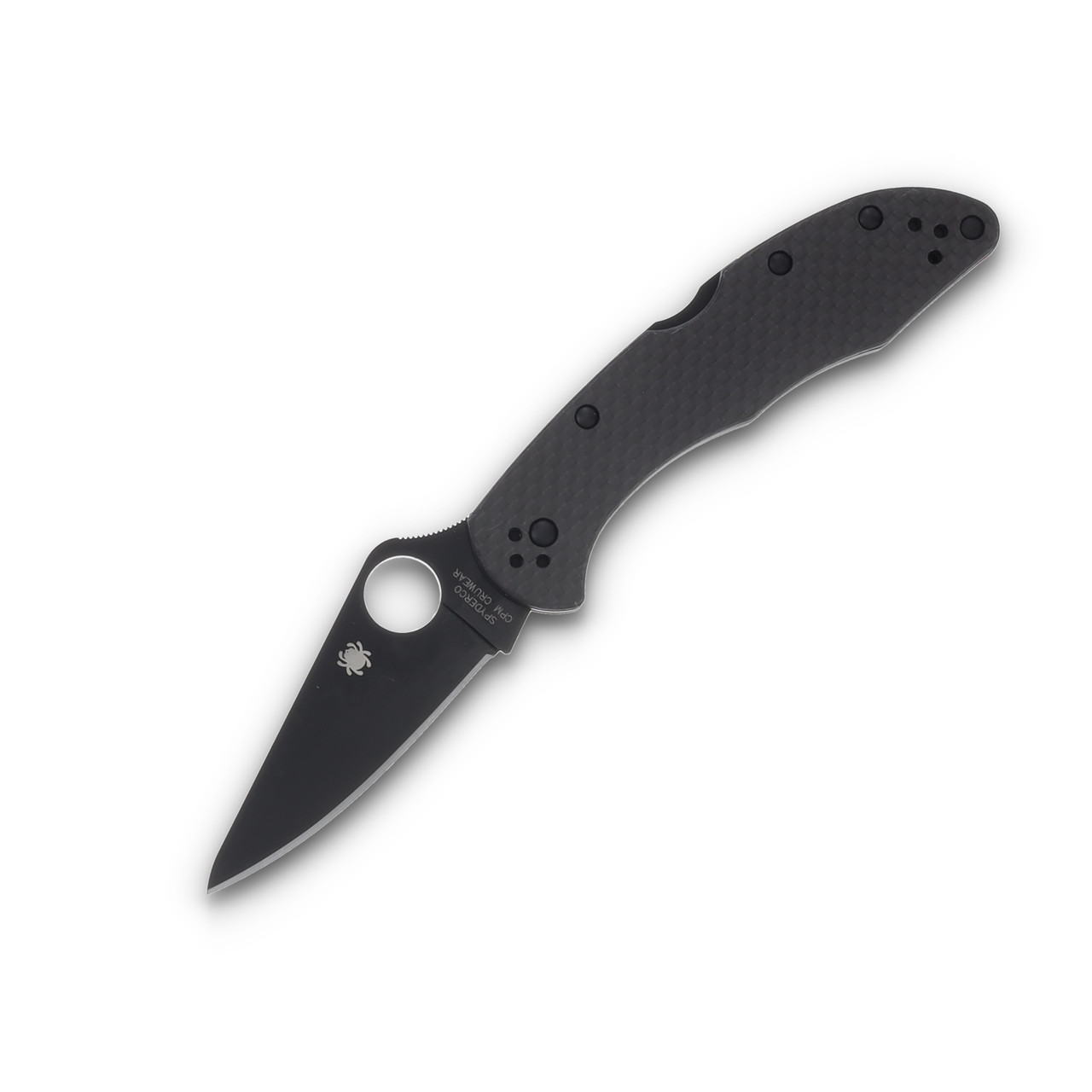 Spyderco Delica 4 Folding Knife 2.92 Inch Plain Black TiNi Clip Point Front Open 1