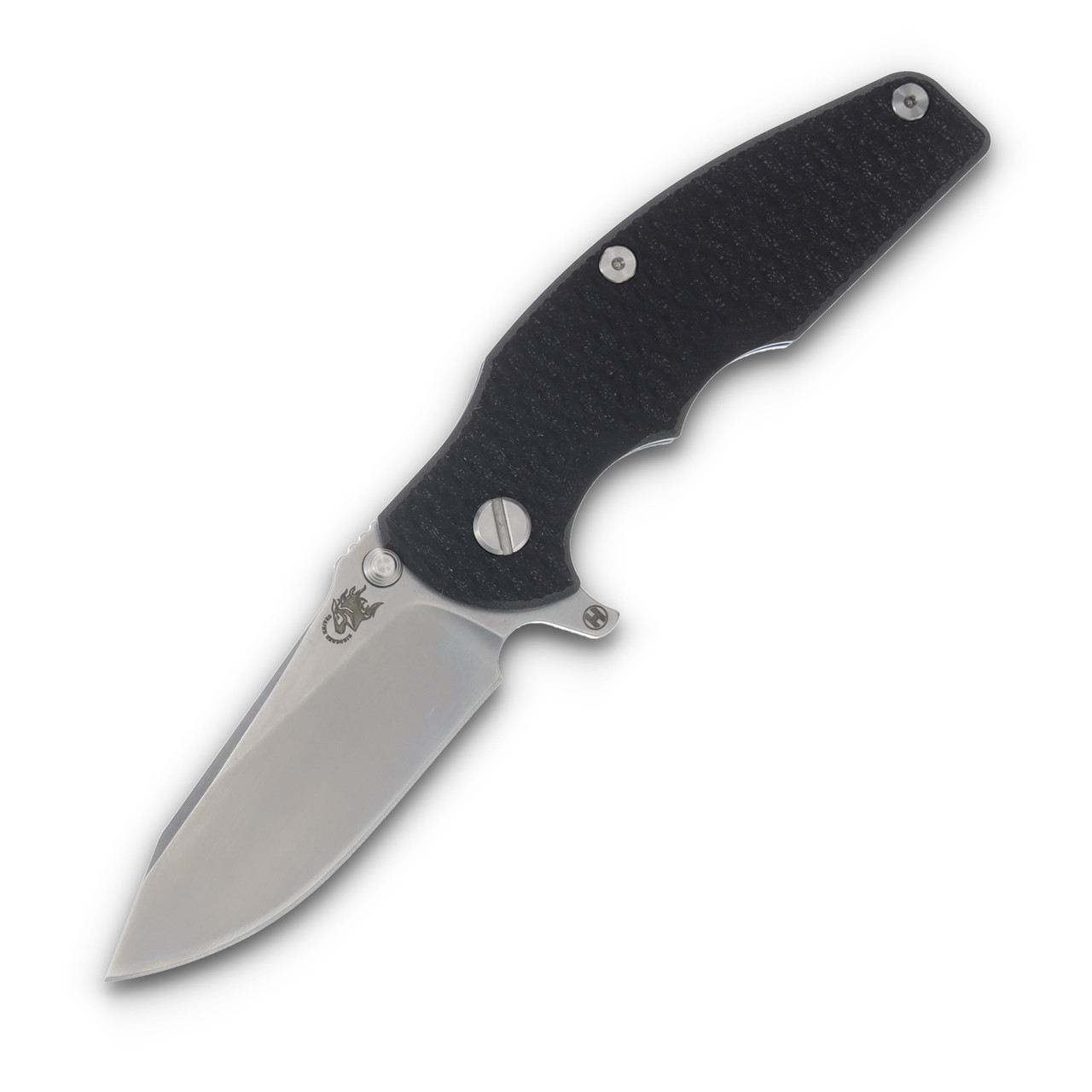 Hinderer Jurassic Black - Stonewash Blue 3.37in Plain Stonewash Drop Point KJURSLHOSWBLUEBK