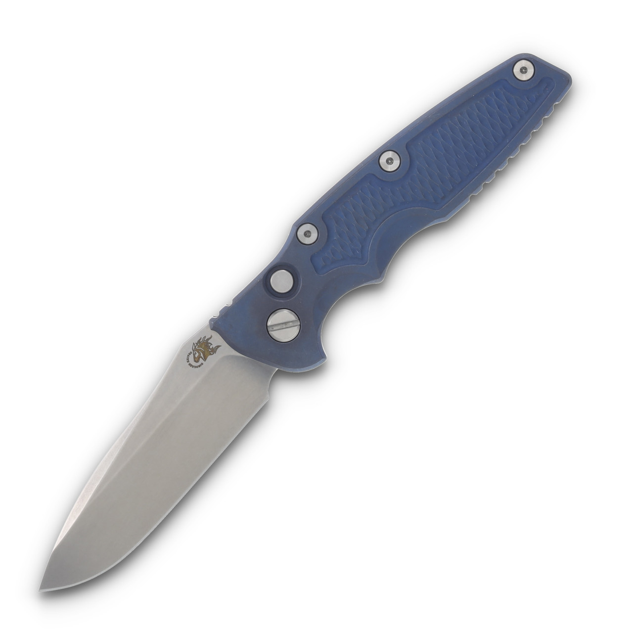 Hinderer Auto Eklipse Out the Side Automatic Knife Stonewash Spearpoint/Battle Blue KAEK35SPEBBLSW