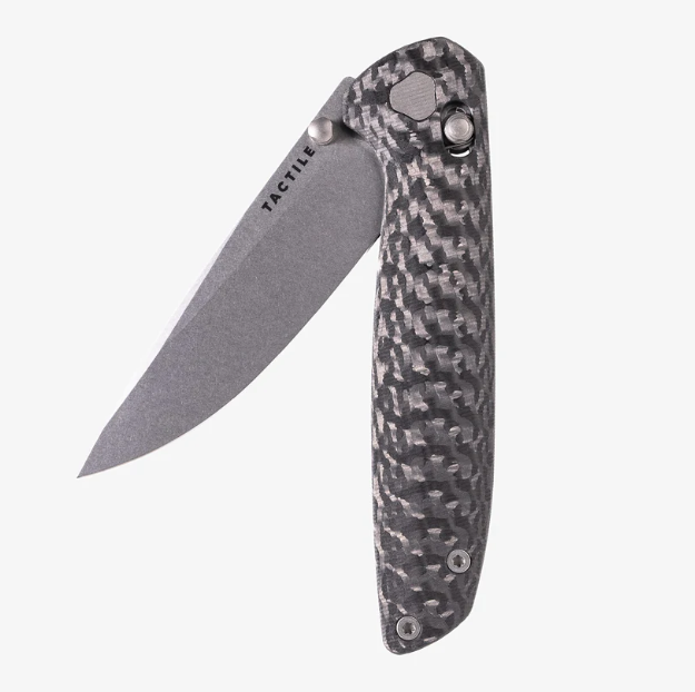 Tactile Maverick Carbon Fiber 3.5 Inch Plain Stonewash Drop Point