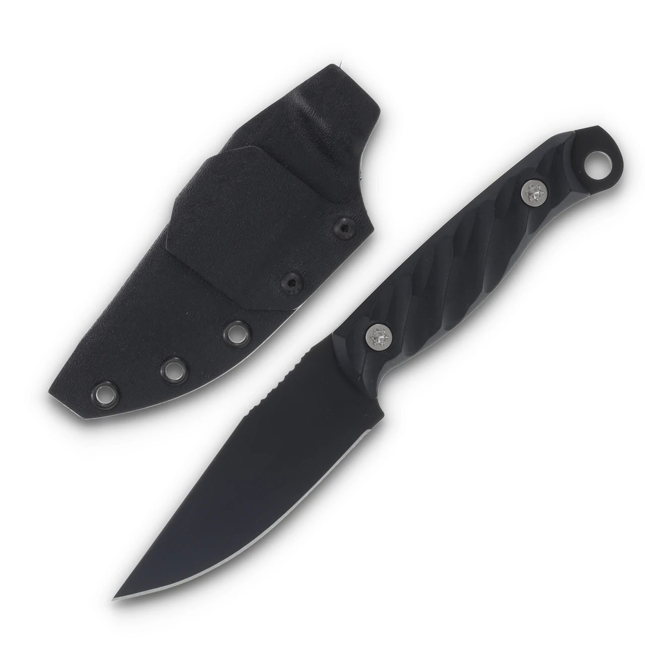 Half Faced Blades Crow Jr- black G10, Armor Black cerakore, Ti hardware, iron grip, HFCROWBK