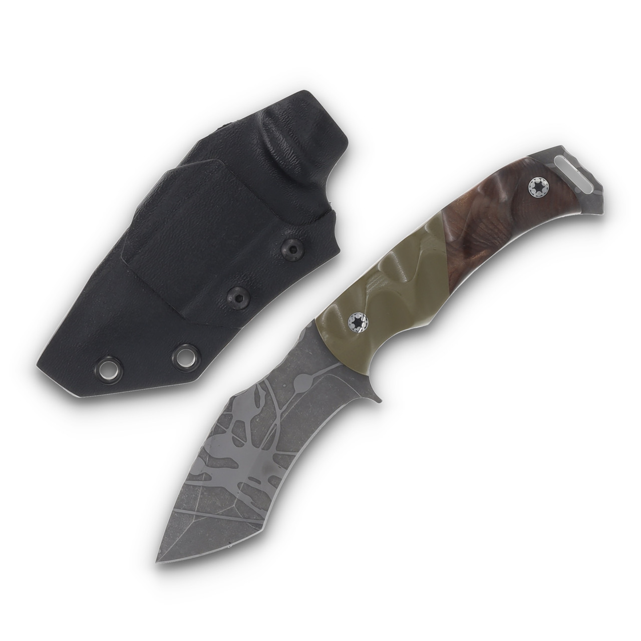 Half Face Blades Buteo S45VN Tanto OD Green G10/Redwood Handle HFBUTEOOD
