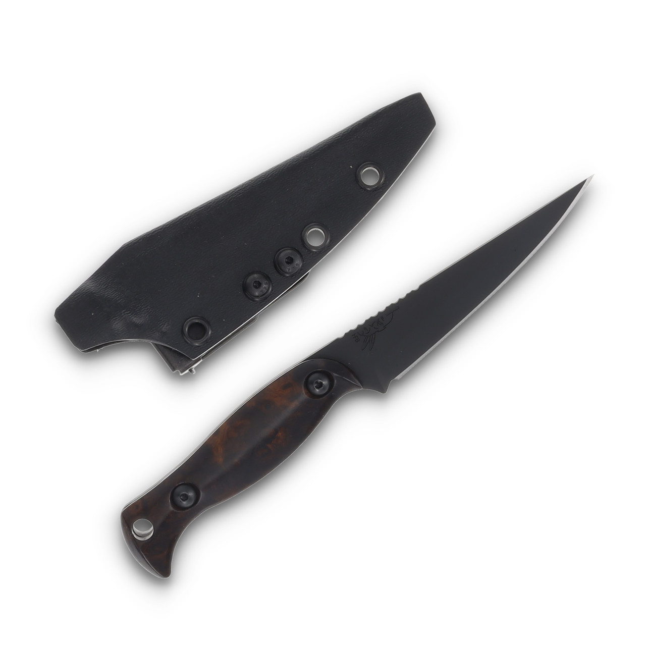 Half Face Blades Congressman Dark Desert Ironwood 3.8in Plain Armor Black Spear Point with Sheath 1