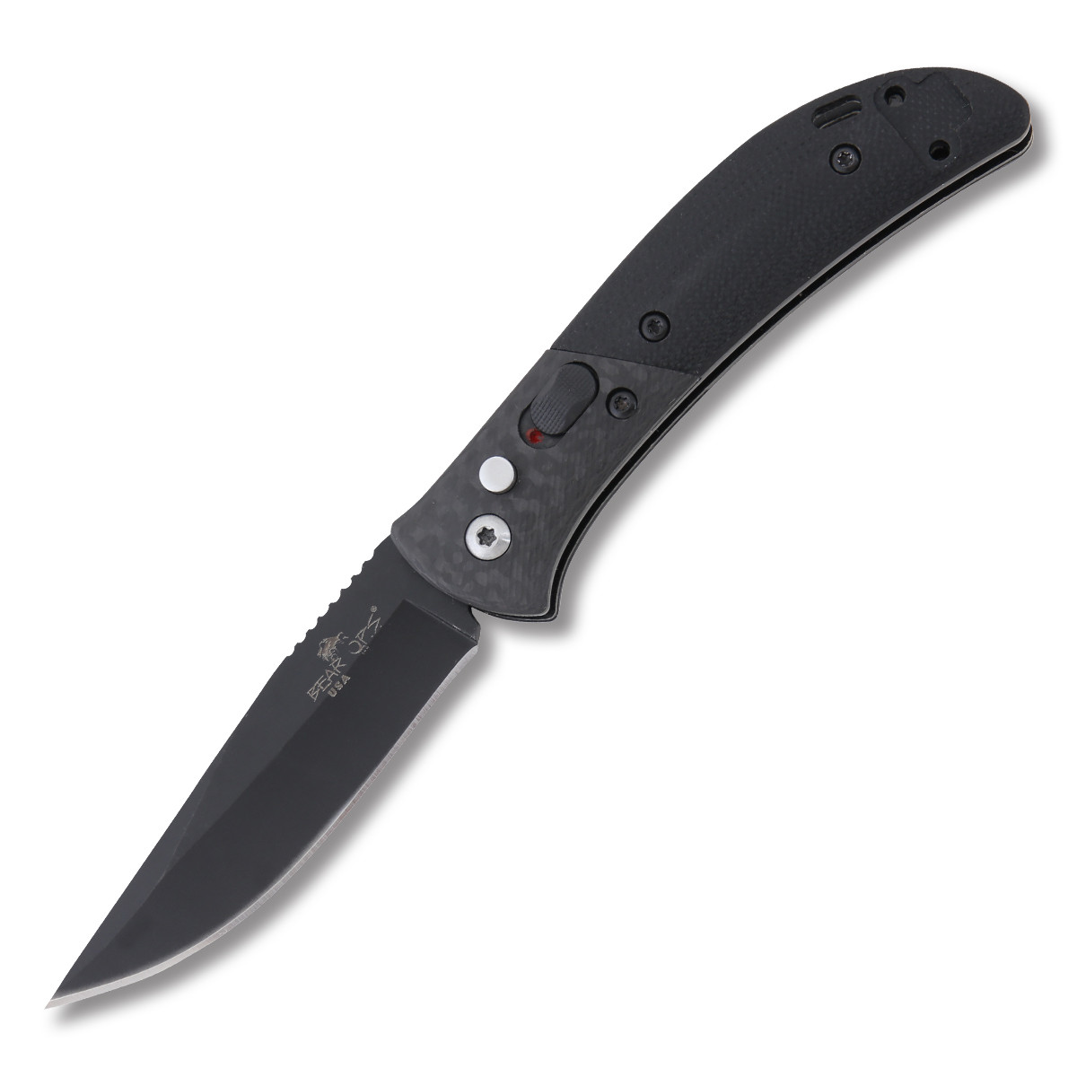 Bear & Son Bear Ops Bold Action IX OTS Automatic Folding Knife Black - 2.75in Black Clip Point S/E Plain