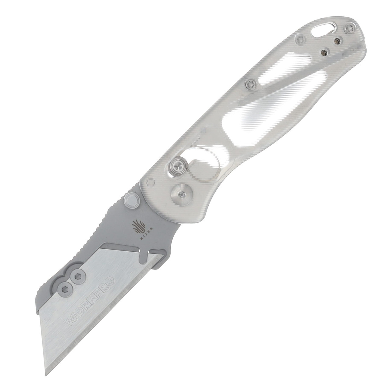 Kizer Drop Bear Utility Azo Design Clear 2.74 Inch Plain Satin Utility V3619JA5