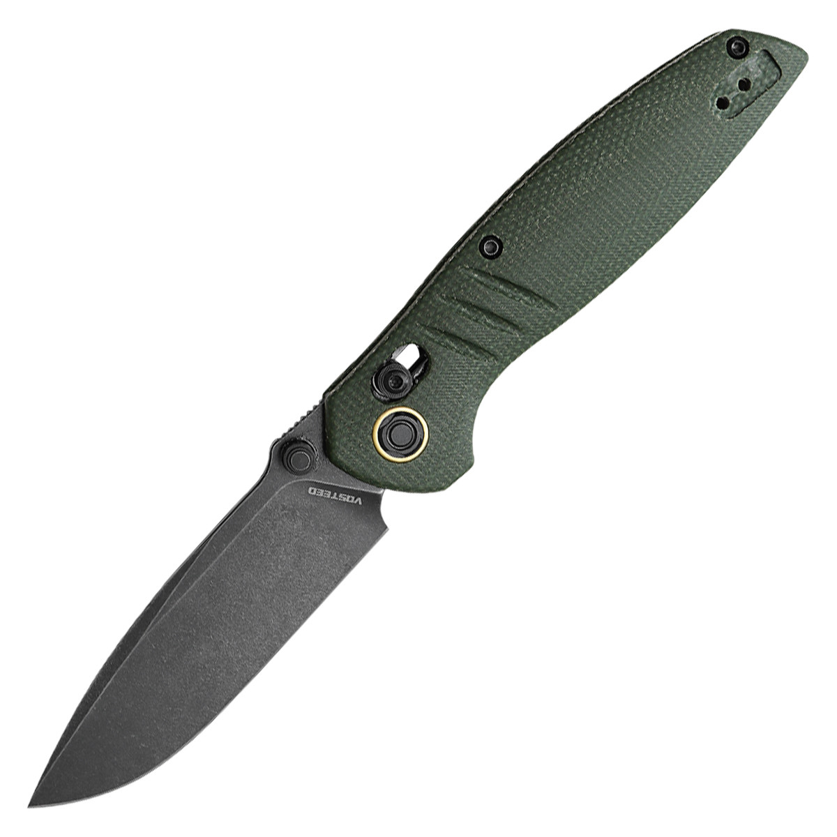 Vosteed Corsair Folding Knife Nitro-V Black Stonewash/Green Micarta CS29NPMN