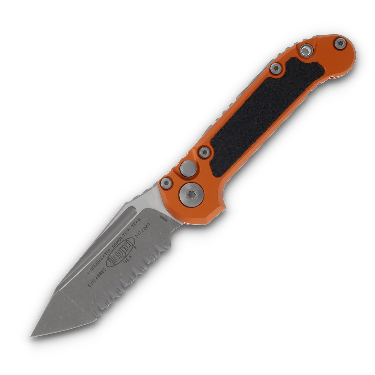 Microtech LUDT Gen III Orange Auto Knife 3.5in Full Serr Apoc Tanto Blade AUMT113612APOR
