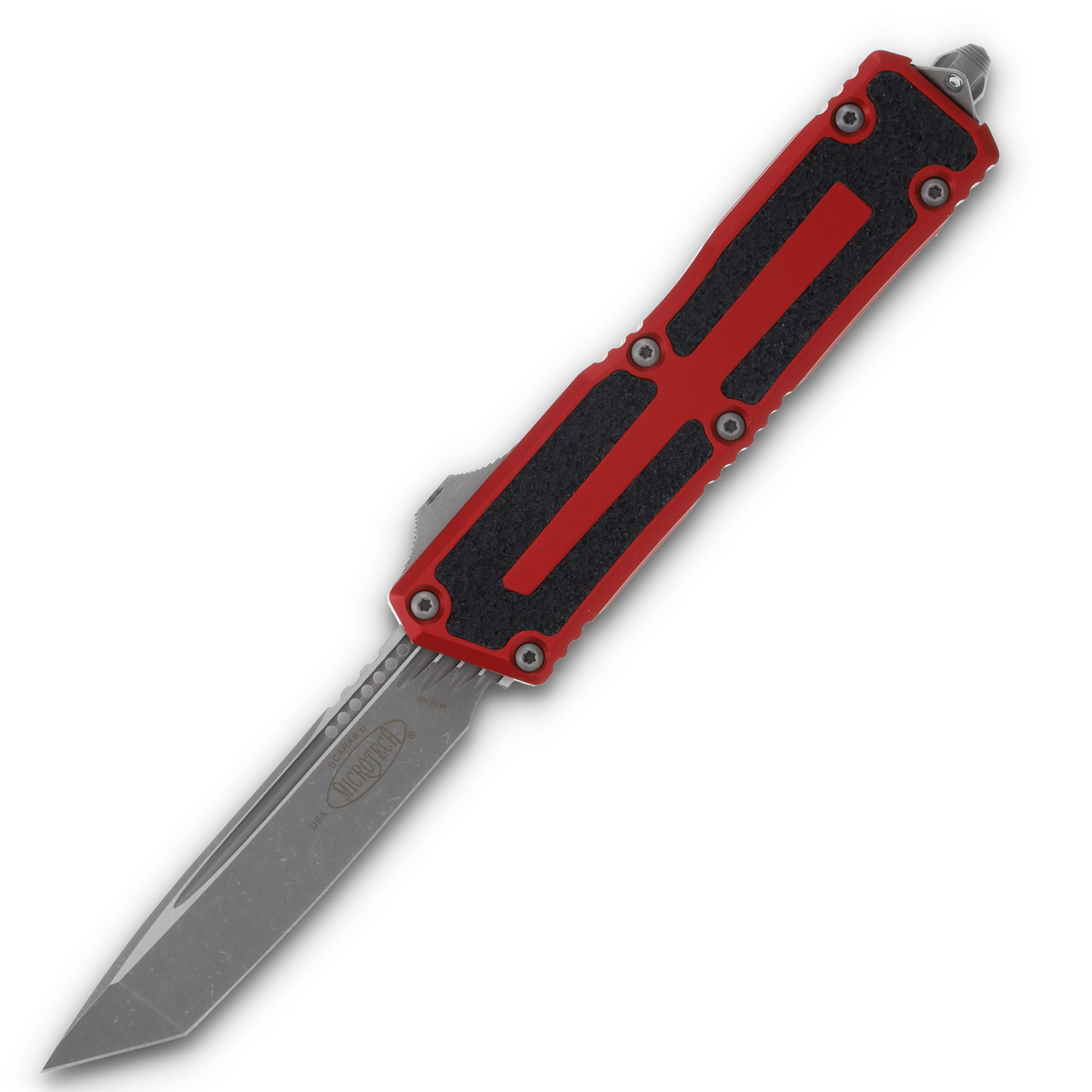 Microtech Scarab II Gen III OTF Red 3.88in Plain Apocalytic Tanto Blade AUMT127910APRD