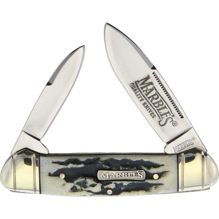 Marbles Canoe Folding Knife Black Stag Bone
