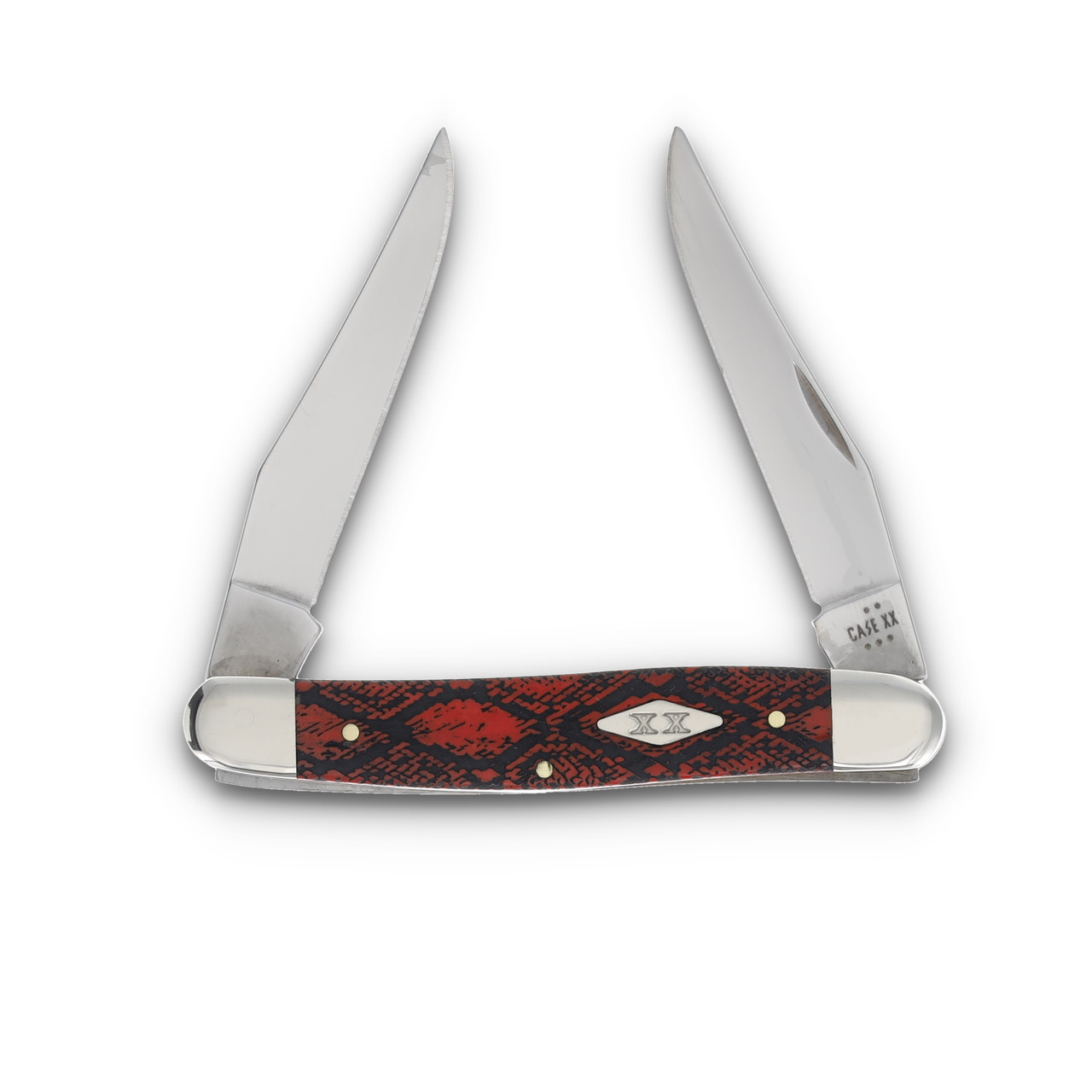 Case XX Red Bone Snake Skin Muskrat With Diamond Shield CA12517SS