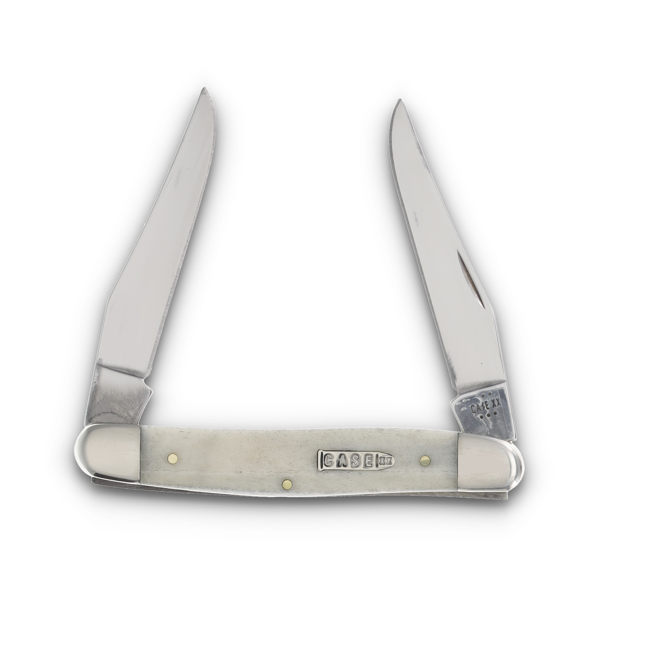 Case XX Muskrat Folding Knife Smooth Natural Bone with Bullet Shield CA12512