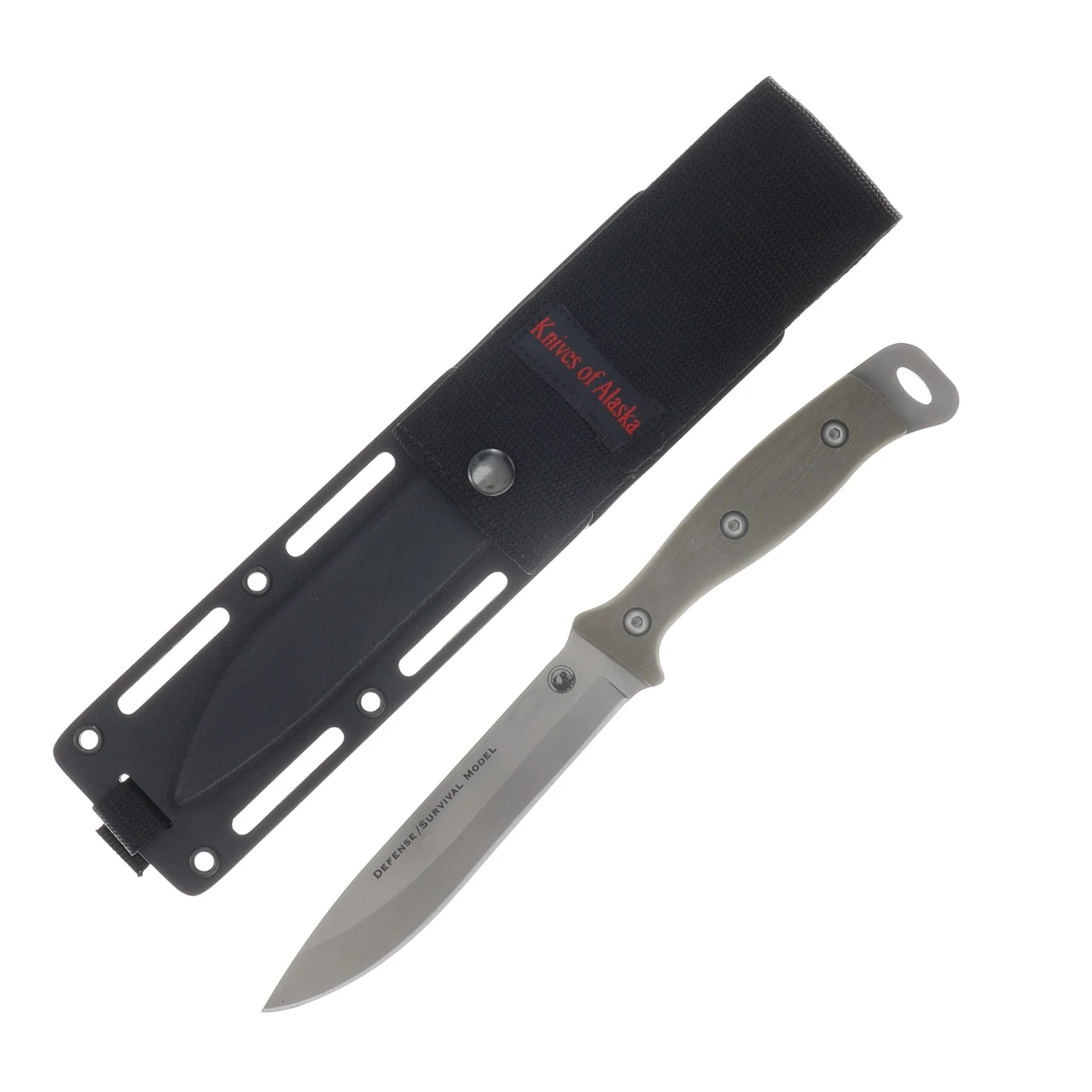 Knives of Alaska Defense Survival Fixed Blade OD Green G-10 KOA00846FG