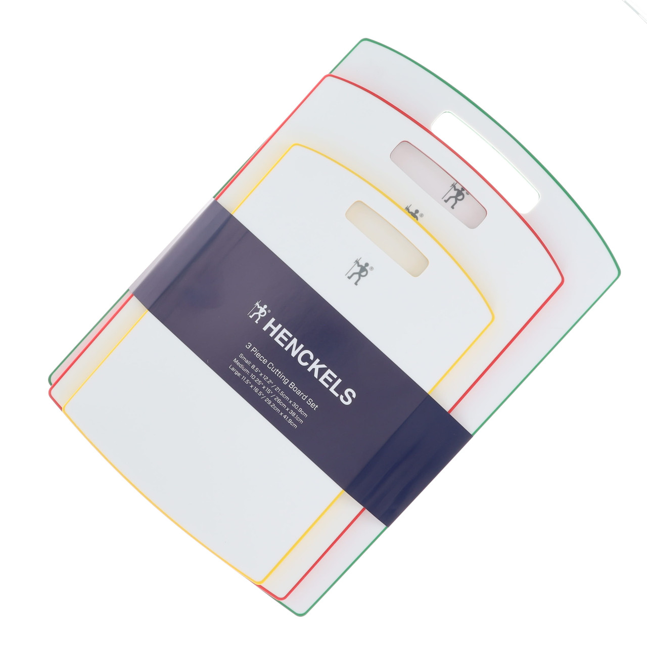 Henckels 3 pc White Cutting Board Set Multicolor Trim 1013503