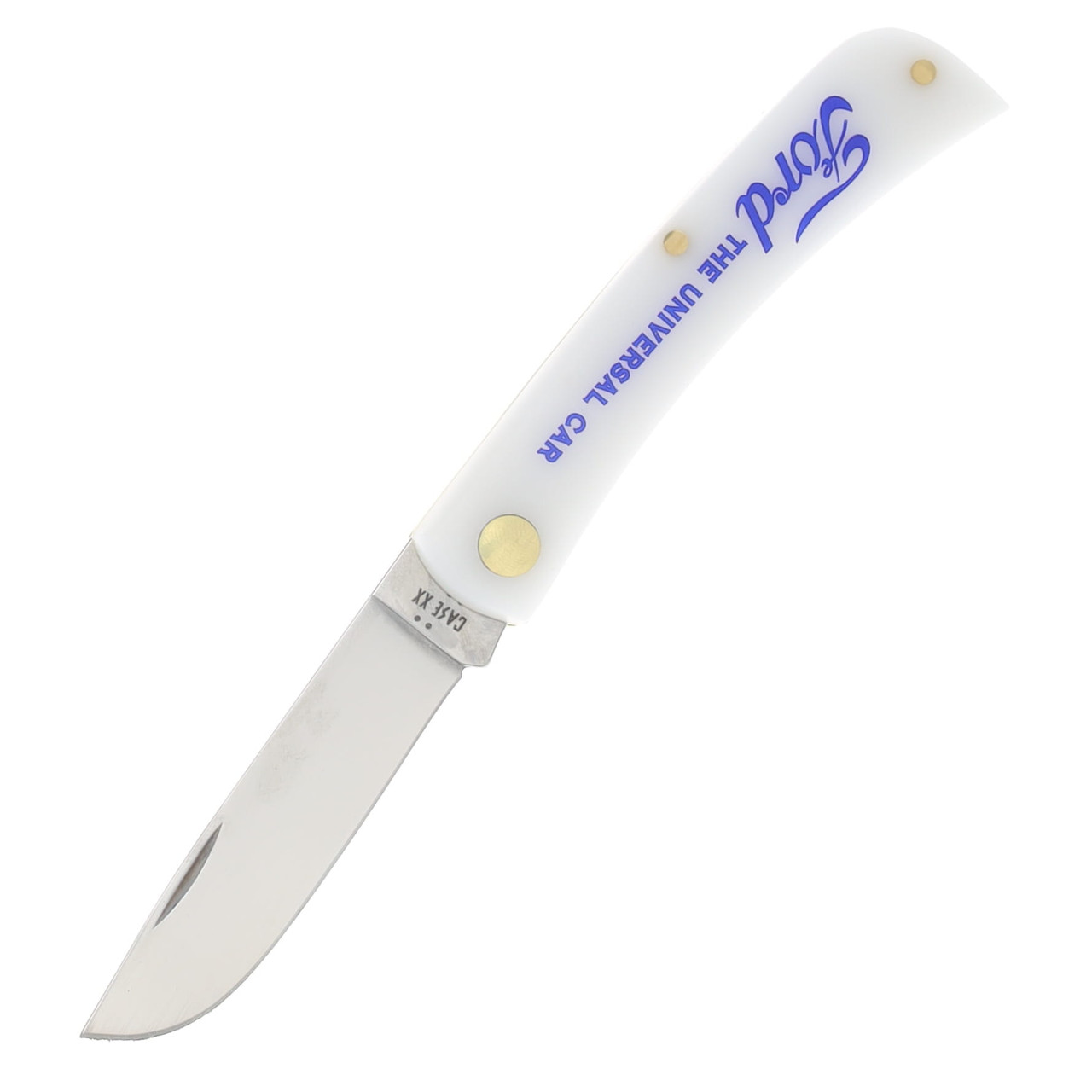 Case XX Ford Motors Smooth White Synthetic Sod Buster Jr Folding Knife CA14342