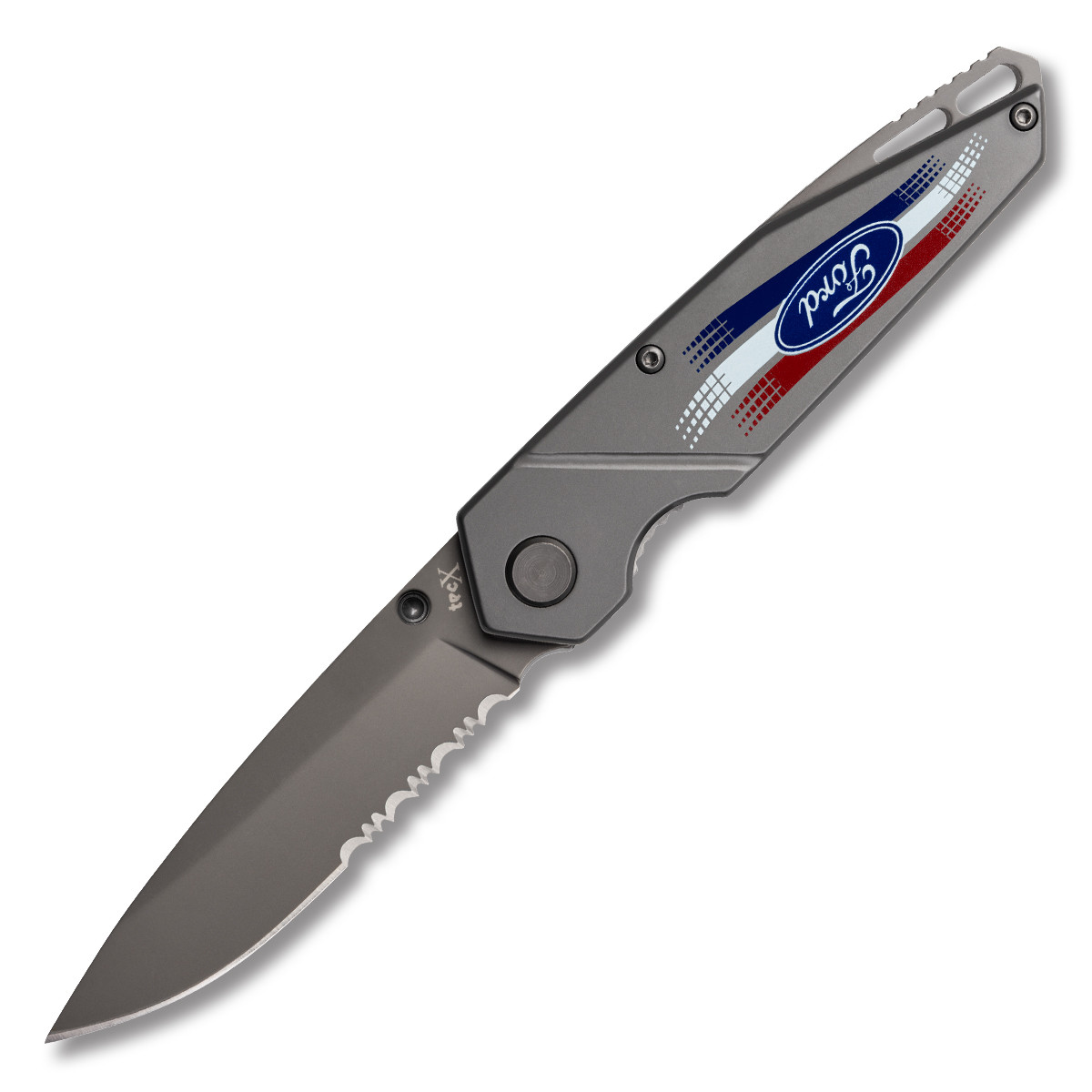 Tec X TS1-T Folding Knife Ford Motors Red White Blue with Gray