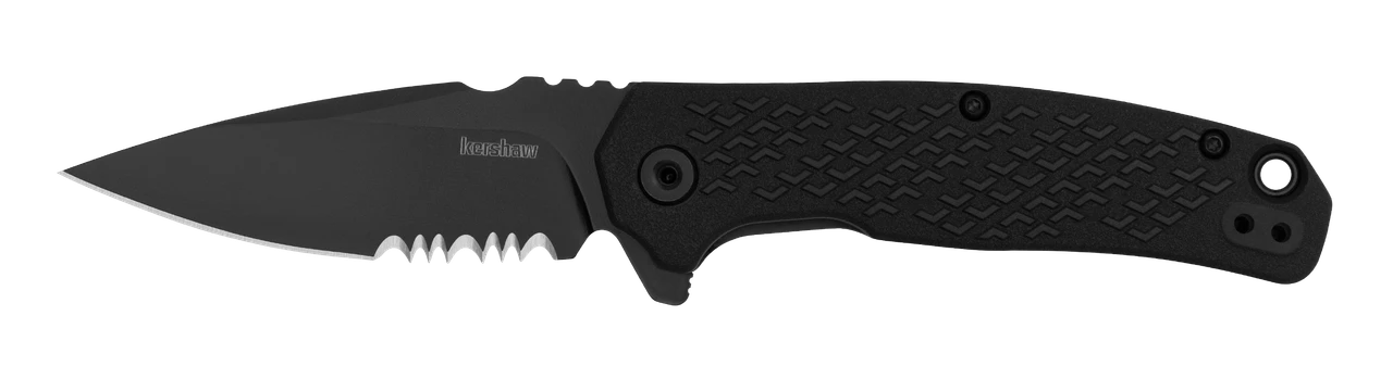 Kershaw Conduit Folding Knife 2.9 Inch Part Serr Black Spear Point