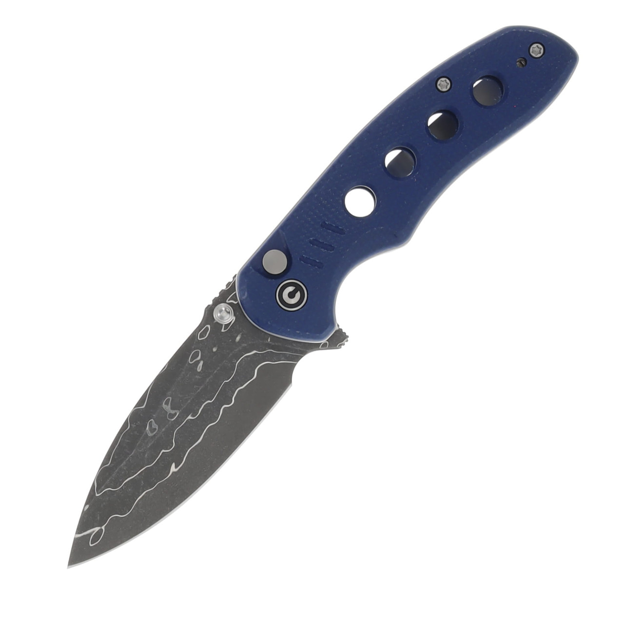 Civivi Triptych Blue Canvas Micarta Handle Damascus Blade C23085B-DS1
