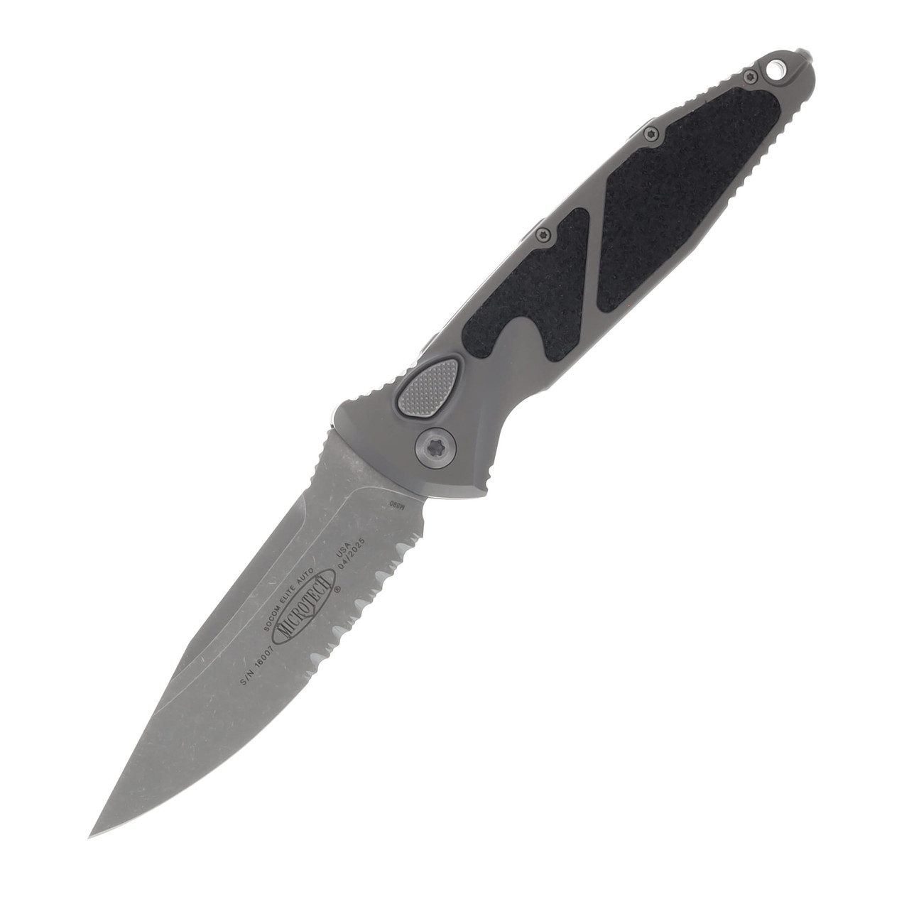 Microtech SOCOM Elite Automatic Knife Apocalyptic Half Serrated/Natural Clear Aluminum AUMT160A11APNC