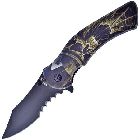 Frost Cutlery Tactical Skull 4.5 Inch Partially Serrated Clip Point