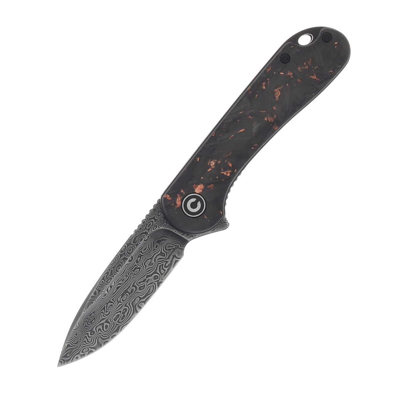 CIVIVI Elementum Shredded Carbon Fiber - Copper Shred Resin 2.96in Plain Hand Rubbed Drop Point C907C-DS3
