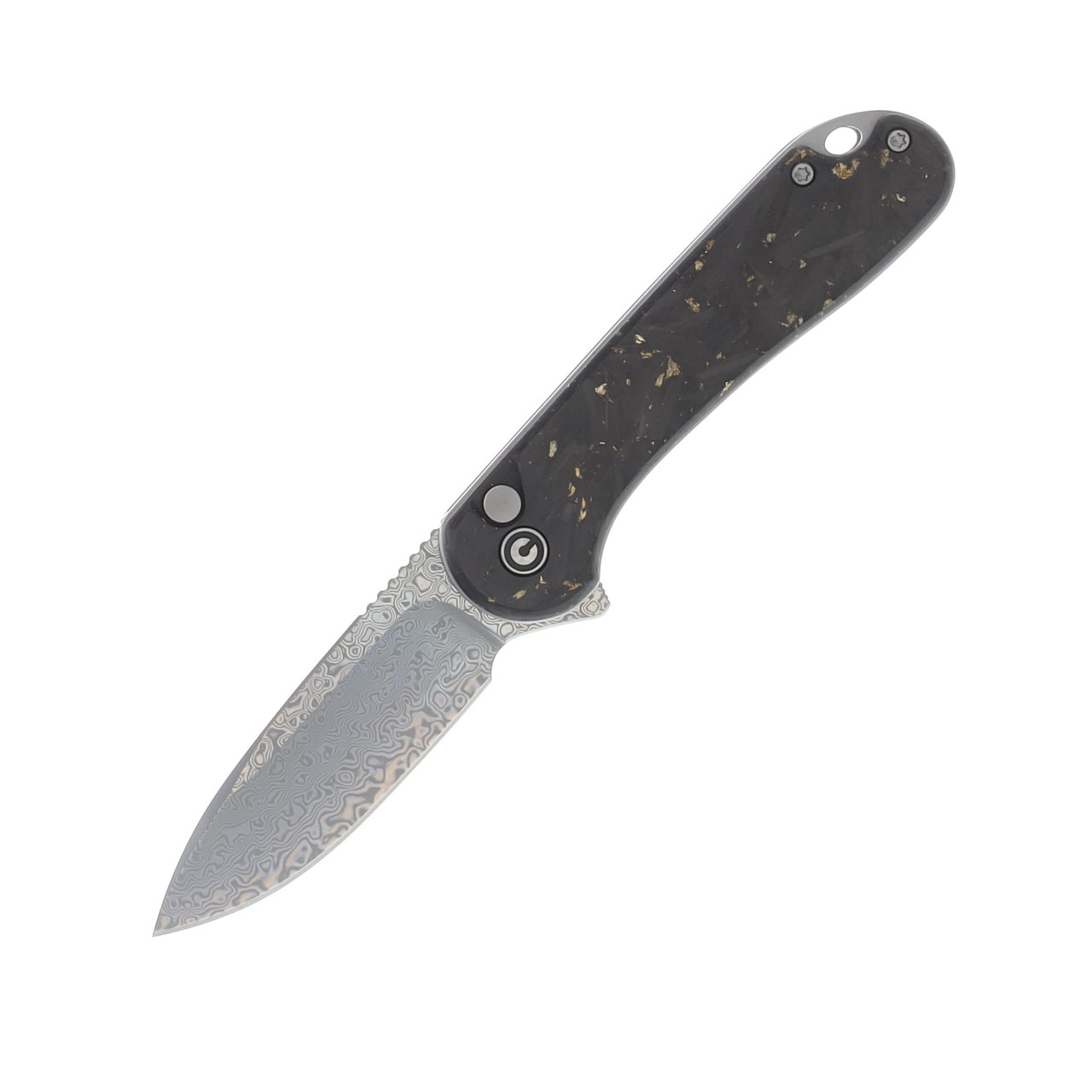 CIVIVI Elementum II Shredded Carbon Fiber - Golden Shred Resin 2.96in Plain Drop Point C18062P-10
