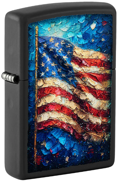 Zippo Lighter Painted American Flag Design Black Matte | Smoky
