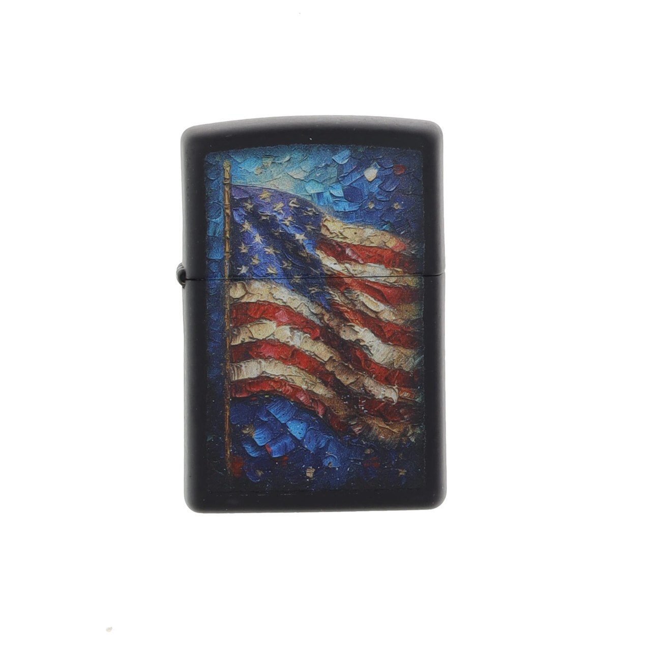 Zippo Lighter Painted American Flag Design Black Matte | Smoky